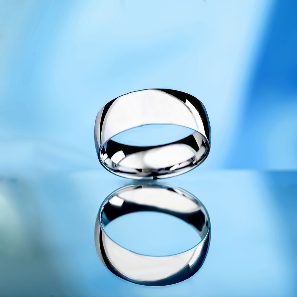 Men's 8mm 925 Sterling Silver Band Ring